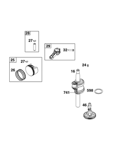 Crankshaft Group Diagram and Parts List for 104M02-0015-H5 100000 - 19Z999 Briggs and Stratton Engine